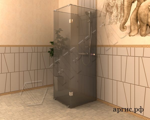 Угловая душевая с верхней распоркой и петлями