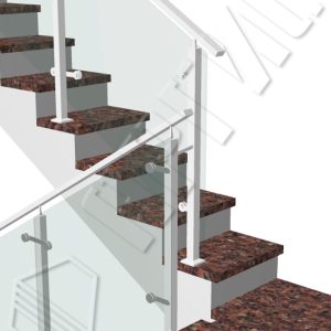 Стеклянное ограждение лестницы на квадратных стойках